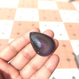 Rainbow Obsidian Eye Pear Shape : Polished Cabochon For Jewelry (40x28x10 mm) 62 Carat