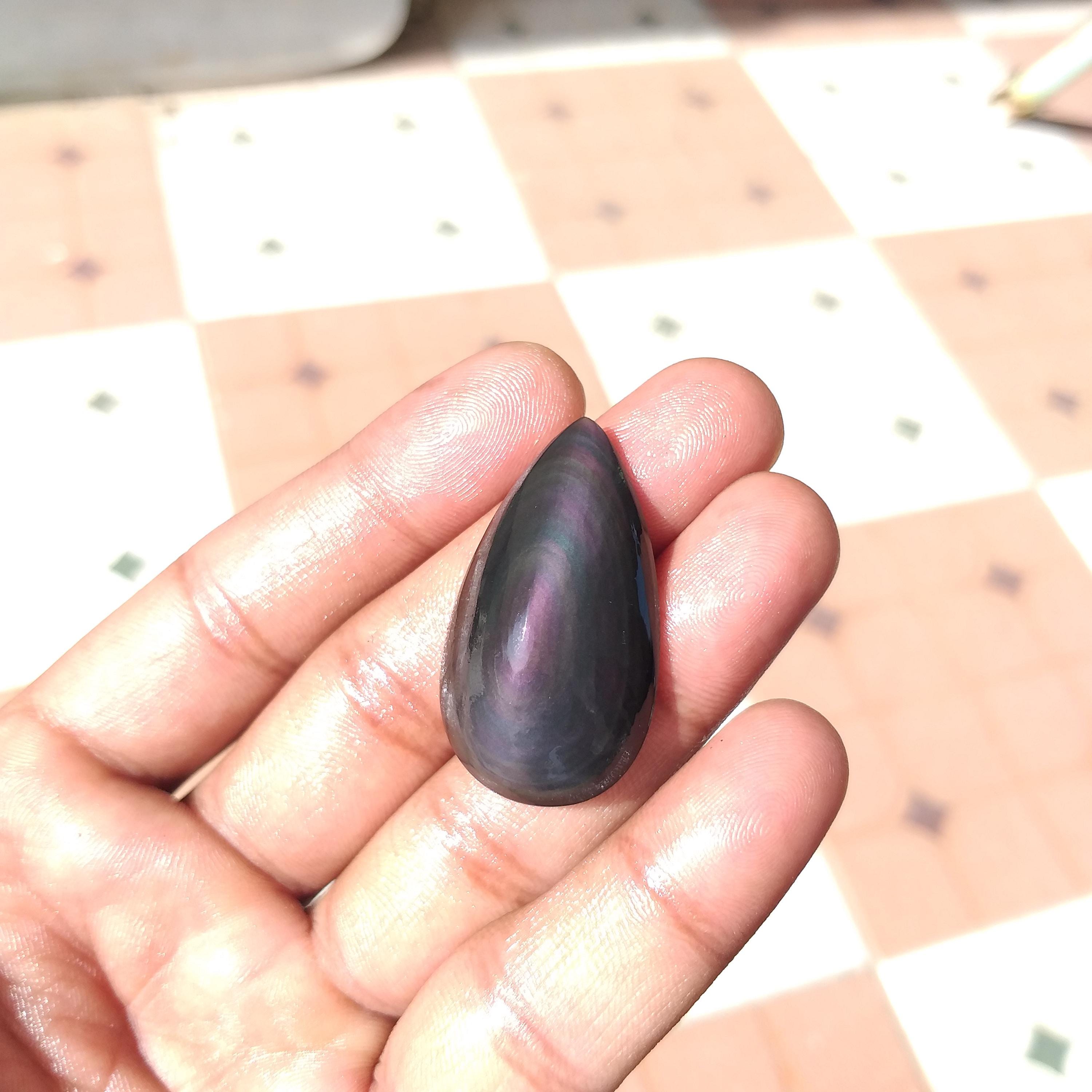 Rainbow Obsidian Eye Stone Cabochon : Healing Crystal Gemstone For Jewelry (39x22x11mm) 50 Carat