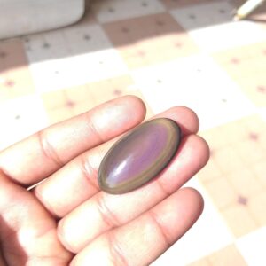 Handmade Rainbow Obsidian Eye Stone Cabochon : Polished Gemstone For Jewelry (40x22x13mm) 42 Carat