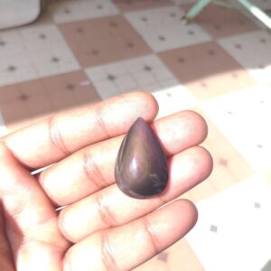 Handmade Rainbow Obsidian Eye Stone Gemstone : Pear Cabochon For Jewelry (32x22x9 Mm) 33 Carat