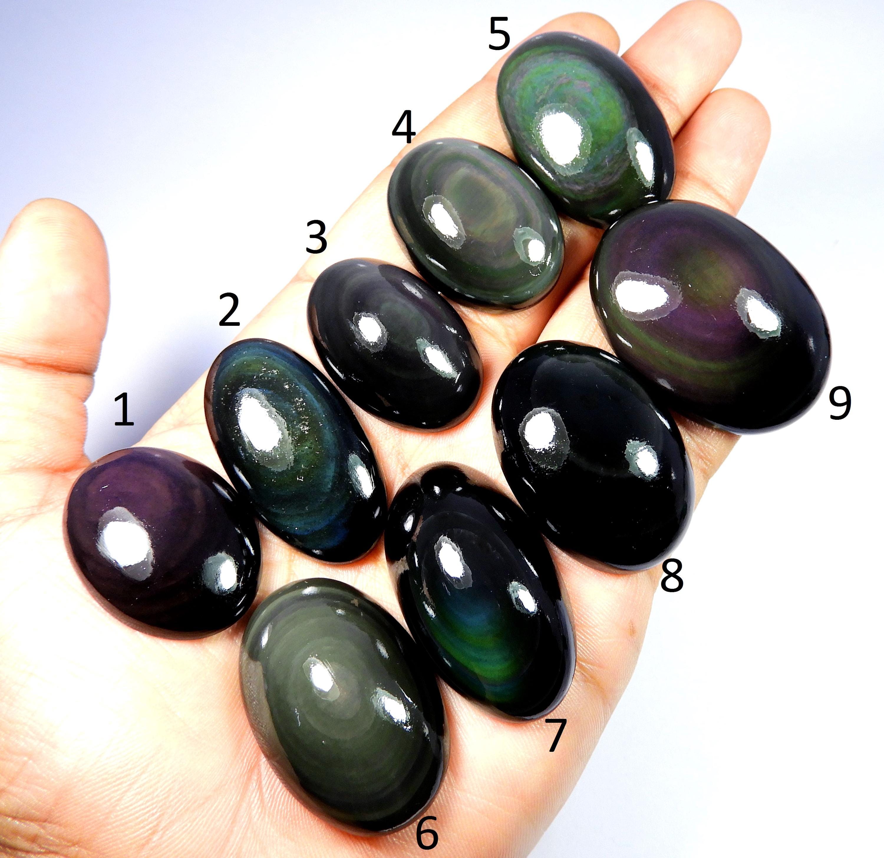 Natural Rainbow Obsidian. Awesome~ Rainbow Eye Obsidian Gemstone. Rainbow Obsidian Oval Shape Wholesale Lot Cabochon Loose For Jewelry