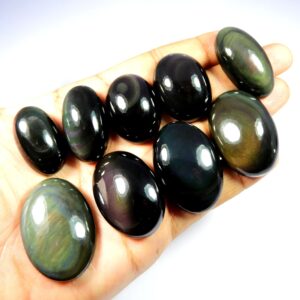 Natural Rainbow Obsidian. Charming~ Rainbow Eye Obsidian Cabochon. Rainbow Obsidian Oval Shape Wholesale Lot Gemstone Loose For Jewelry