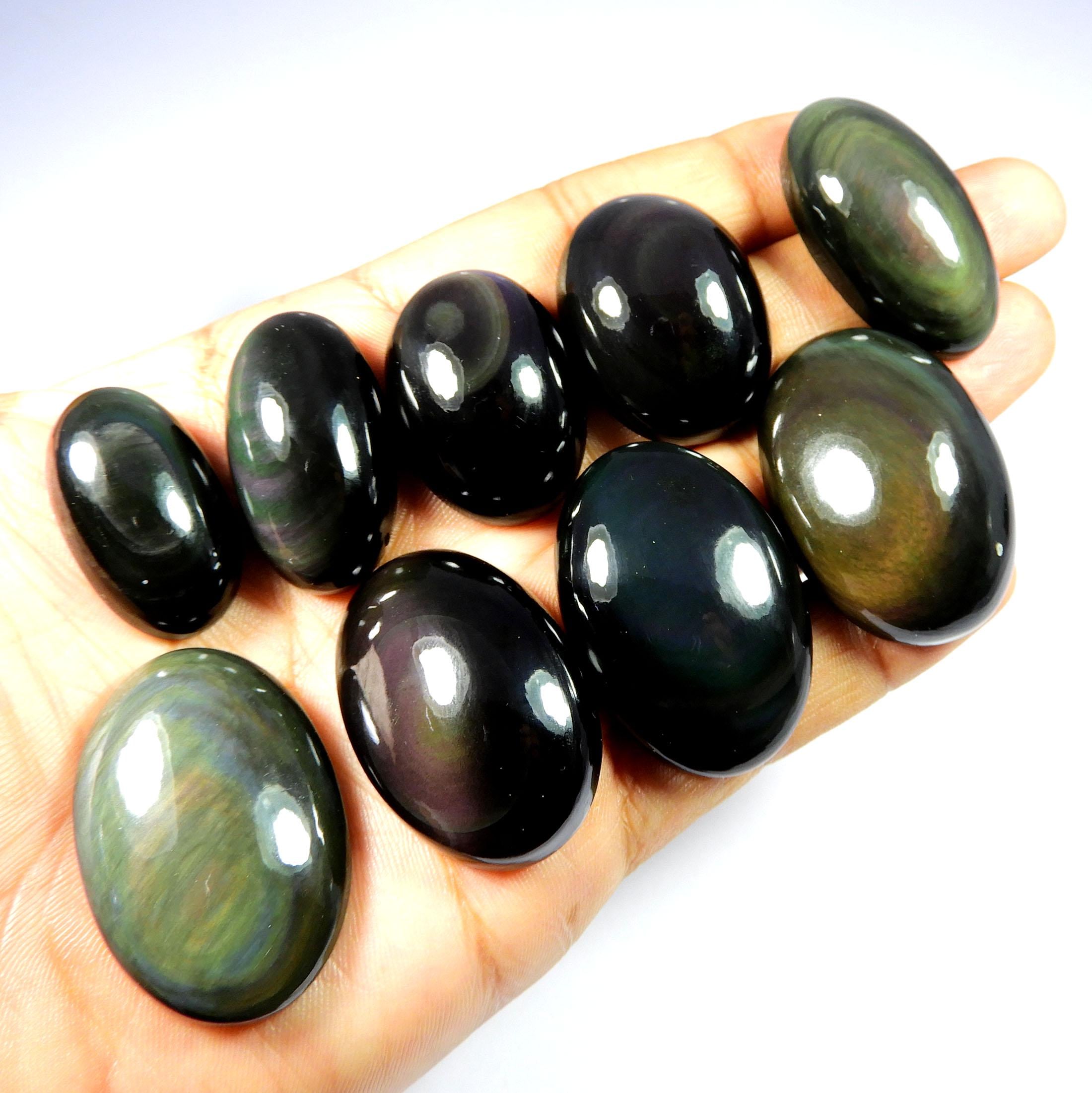 Natural Rainbow Obsidian. Charming~ Rainbow Eye Obsidian Cabochon. Rainbow Obsidian Oval Shape Wholesale Lot Gemstone Loose For Jewelry