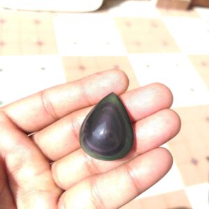 Natural Rainbow Obsidian Eye Stone Cabochon : Handmade Healing Crystal For Jewelry (34x28x8mm)