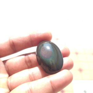 Natural Rainbow Obsidian Eye Stone Cabochon : Handmade Healing Crystal For Jewelry (40x25x12mm)