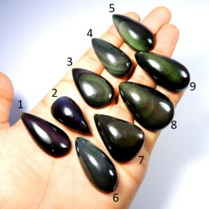 Natural Rainbow Obsidian. Massive~ Rainbow Eye Obsidian Gemstone. Rainbow Obsidian Pear Shape Wholesale Lot Cabochon Loose For Jewelry D