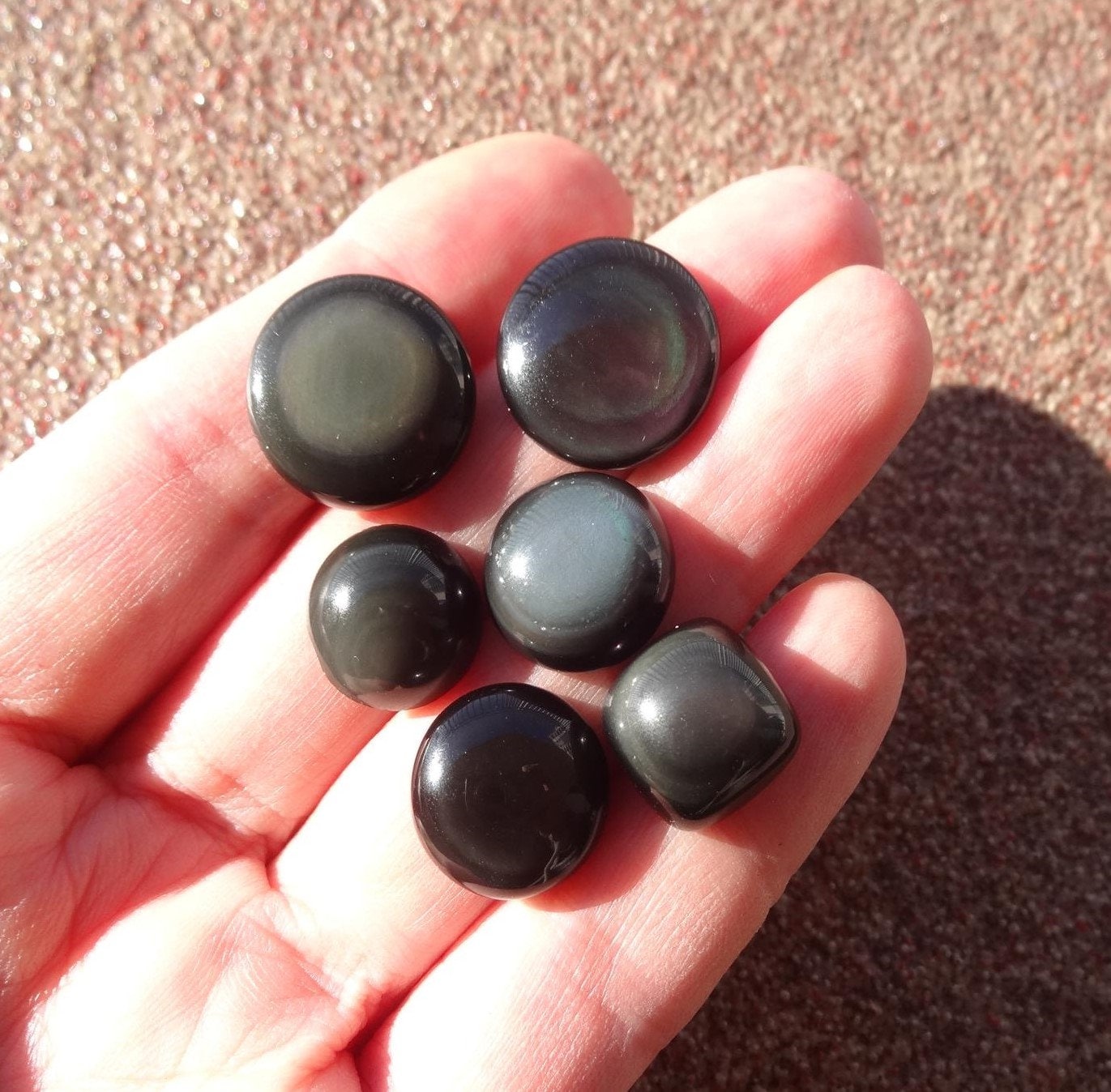 Rainbow Obsidian Cabochon, Natural Obsidian Round Cabochon, Black Obsidian Gemstone Cabochons For Ring, Ring Size