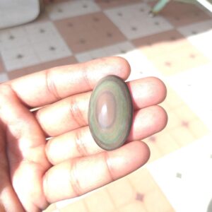 Polished Rainbow Obsidian Eye Stone Cabochon : Handmade Gemstone For Jewelry (40x24x9mm) 50 Carat