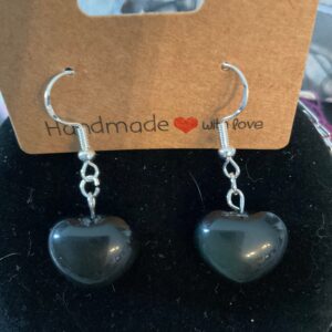 Rainbow Obsidian Earrings: 925 Silver Hoop, Puffy Heart or Sun/Moon Rainbow Obsidian Earrings: 925 Silver Hoop, Puffy Heart or Sun/Moon