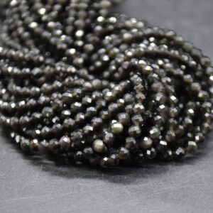 3mm Rainbow Obsidian Gemstone Faceted Round Beads - 15" Strand