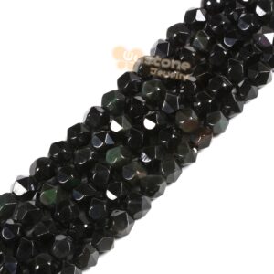 6mm Rainbow Obsidian Gemstone Triangle Faceted Round Loose Beads Strand 15.5" Diy Jewelry Making