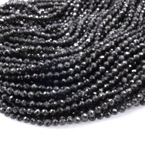 Genuine Natural Black Rainbow Obsidian Faceted 2mm 3mm 4mm Round Beads 15.5" Strand
