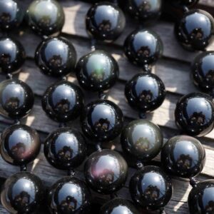 Rainbow Obsidian 13-14mm round beads  (ETB00141)  Unique jewelry/Vintage jewelry/Gemstone necklace