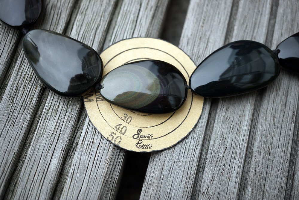 Rainbow Obsidian 22-29mm Freeform/ Irregular Shaped Beads (etb00750)   Unique Jewelry/vintage Jewelry/gemstone Necklace
