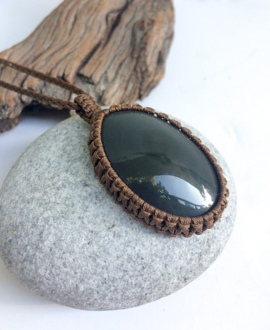 Rainbow Obsidian Macrame Necklace, Black Stone Necklace, Large Oval Obsidian Necklace, Rainbow Stone, Volcanic Lava Stone, Mexican Obsidian Rainbow Obsidian Macrame Necklace, Black Stone Necklace, Large Oval Obsidian Necklace, Rainbow Stone, Volcanic Lava Stone, Mexican Obsidian
