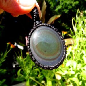 Rainbow Obsidian Macrame Necklace, Obsidian Jewelry, Black Obsidian Gemstone, Gift Ideas For The Crystal Lover, For The Zen Seeker,