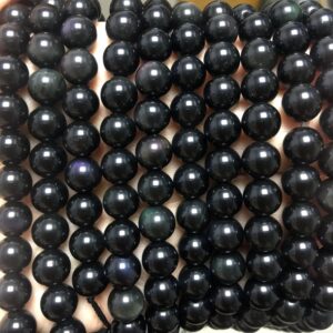 Rainbow Obsidian Beads 6mm 8mm AA Quality, Natural Dragon Glass Black Obsidian Bead, Black Flash Gemstone Mala Beads, Game of Throne Jewelry