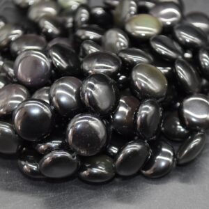 Rainbow Obsidian Gemstone Disc Coin Beads - 14mm - 15" Strand