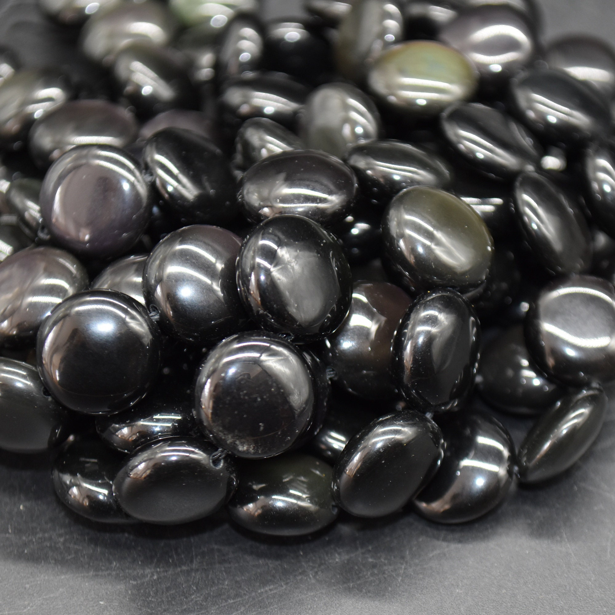Rainbow Obsidian Gemstone Disc Coin Beads - 14mm - 15" Strand Rainbow Obsidian Gemstone Disc Coin Beads - 14mm - 15" Strand