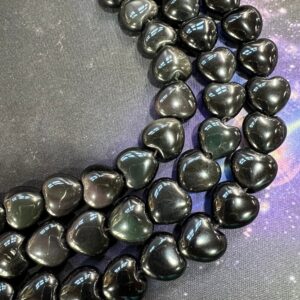 Rainbow Obsidian Heart Beads 14mm / Natural Beads /Black  heart beads  / Natural Gemstone beads
