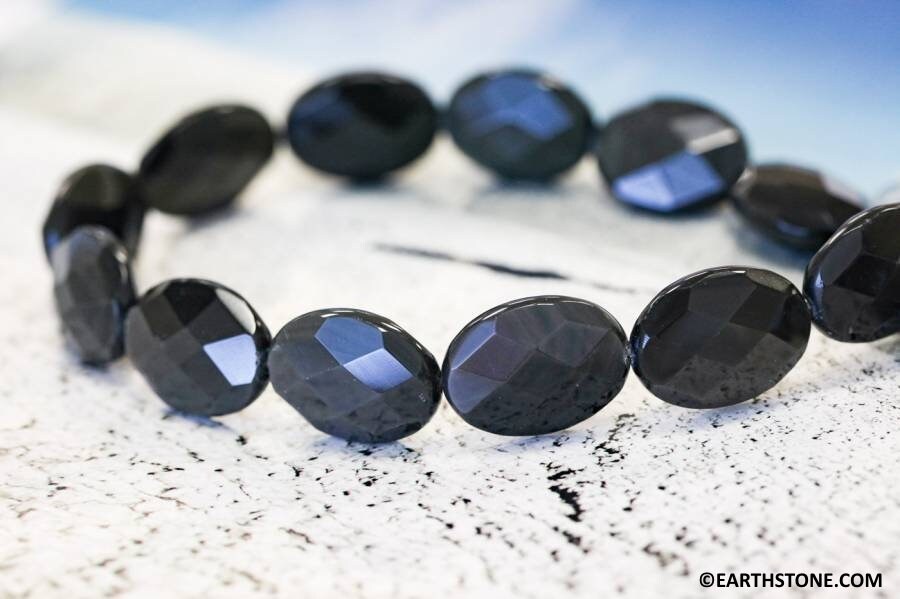 Rainbow Obsidian 15x20mm/ 18x25mm Faceted Flat Oval Beads 16" Strand