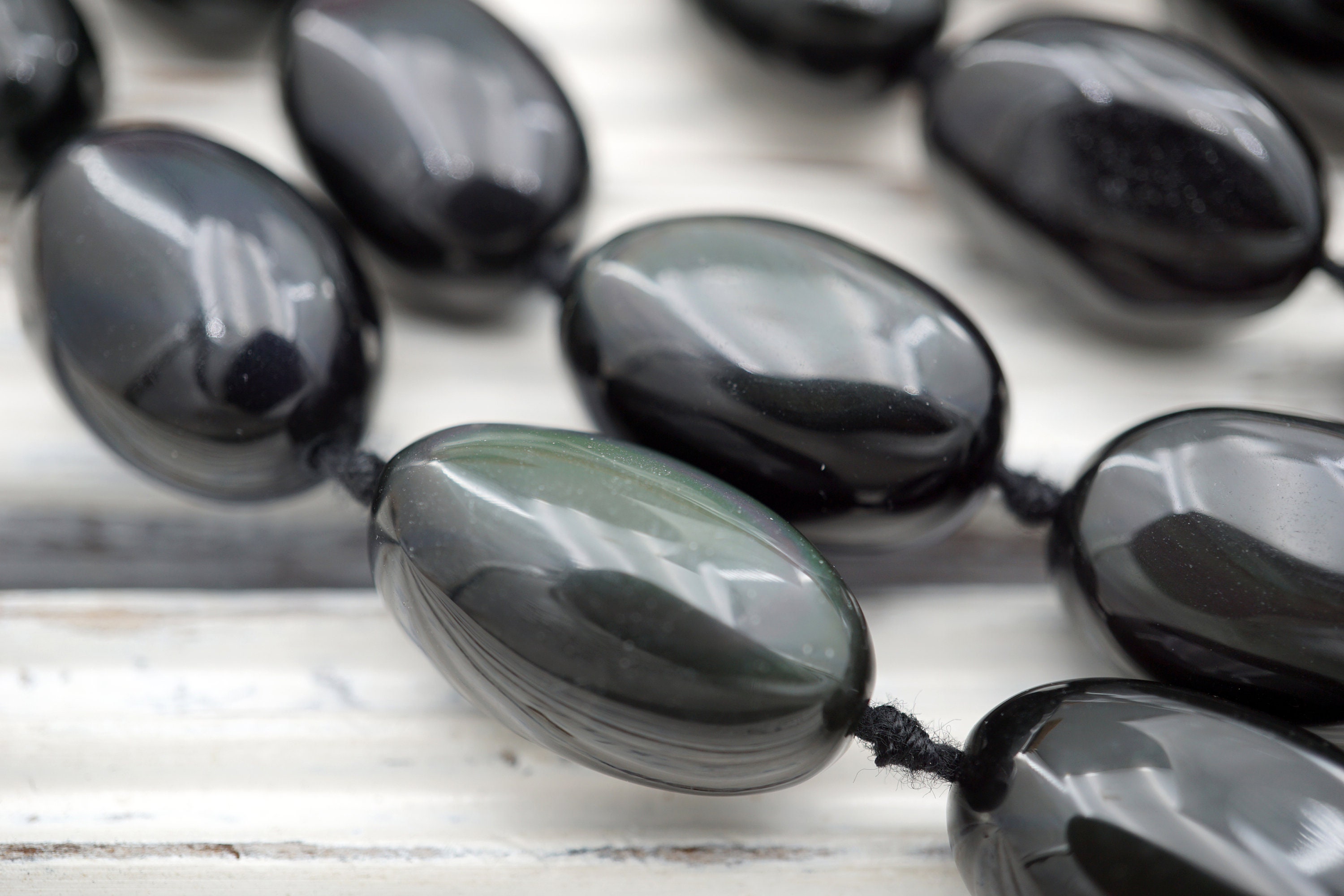 Rainbow Obsidian Oval Beads 14-15.5mm (etb00748) Unique Jewelry/vintage Jewelry/gemstone Necklace