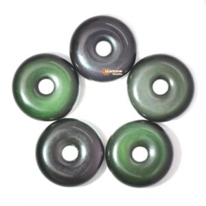 20mm Natural rainbow obsidian donut gemstone pendant focal bead