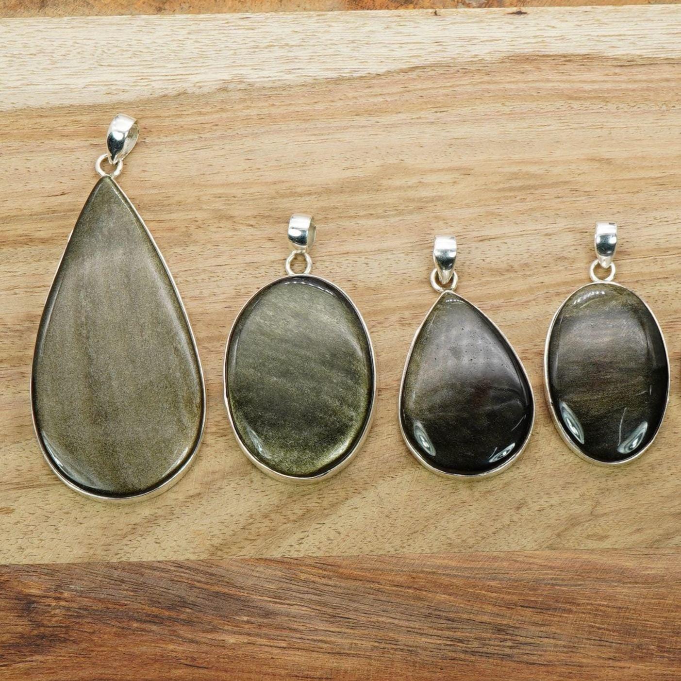 Rainbow Obsidian 925 Sterling Silver Gemstone Statement Pendant