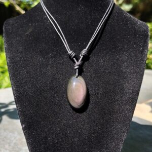 Rainbow Obsidian Pendant Adjustable Leather Necklace Handmade By Chris Hay Rainbow Obsidian Pendant Adjustable Leather Necklace Handmade By Chris Hay