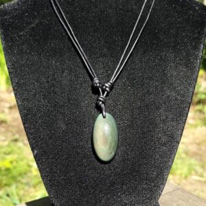 Rainbow Obsidian Pendant Adjustable Leather Necklace Handmade By Chris Hay Rainbow Obsidian Pendant Adjustable Leather Necklace Handmade By Chris Hay