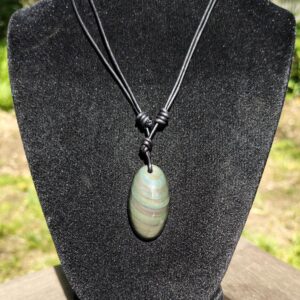 Rainbow Obsidian Pendant Adjustable Leather Necklace Handmade By Chris Hay Rainbow Obsidian Pendant Adjustable Leather Necklace Handmade By Chris Hay
