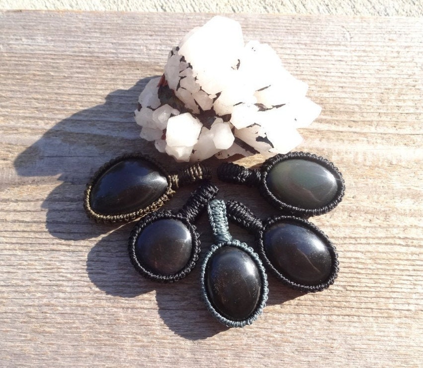 Black Rainbow Obsidian Pendant Necklace, Small Size Stone Pendant, Mens Jewelry, Everyday Necklace, Handmade Jewelry, Stone Gift For Husband
