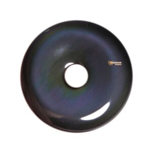 g0117 Natural rainbow obsidian donut gemstone pendant focal bead 30mm