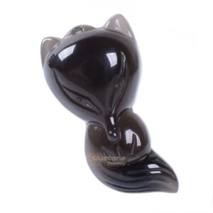 g2710 Natural Ice rainbow obsidian carved Cute fox pendant bead 35mm