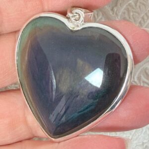 Rainbow Obsidian heart shape Pendant, Sterling Silver Setting, Unisex Jewelry Rainbow Obsidian heart shape Pendant, Sterling Silver Setting, Unisex Jewelry