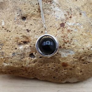 Minimalist Rainbow Obsidian Circle Pendant Necklace. 925 Sterling Silver Necklaces For Women. 10mm Stone. Gift For Her Birthday Friend C1