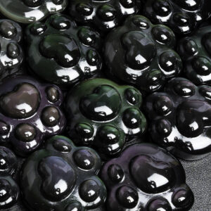 Natural Carved Rainbow Obsidian Spacer Beads-Cat Claw Shape Obsidian Middle hole Drilled Pendant