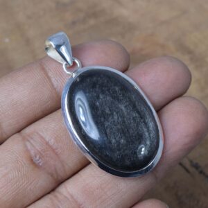 Rainbow Obsidian Sterling Silver Pendant: Handmade Oval Gemstone Jewelry
