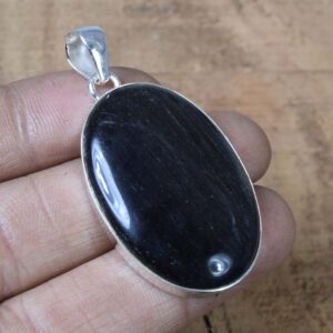 Rainbow Obsidian Sterling Silver Pendant: Handmade Oval Gemstone