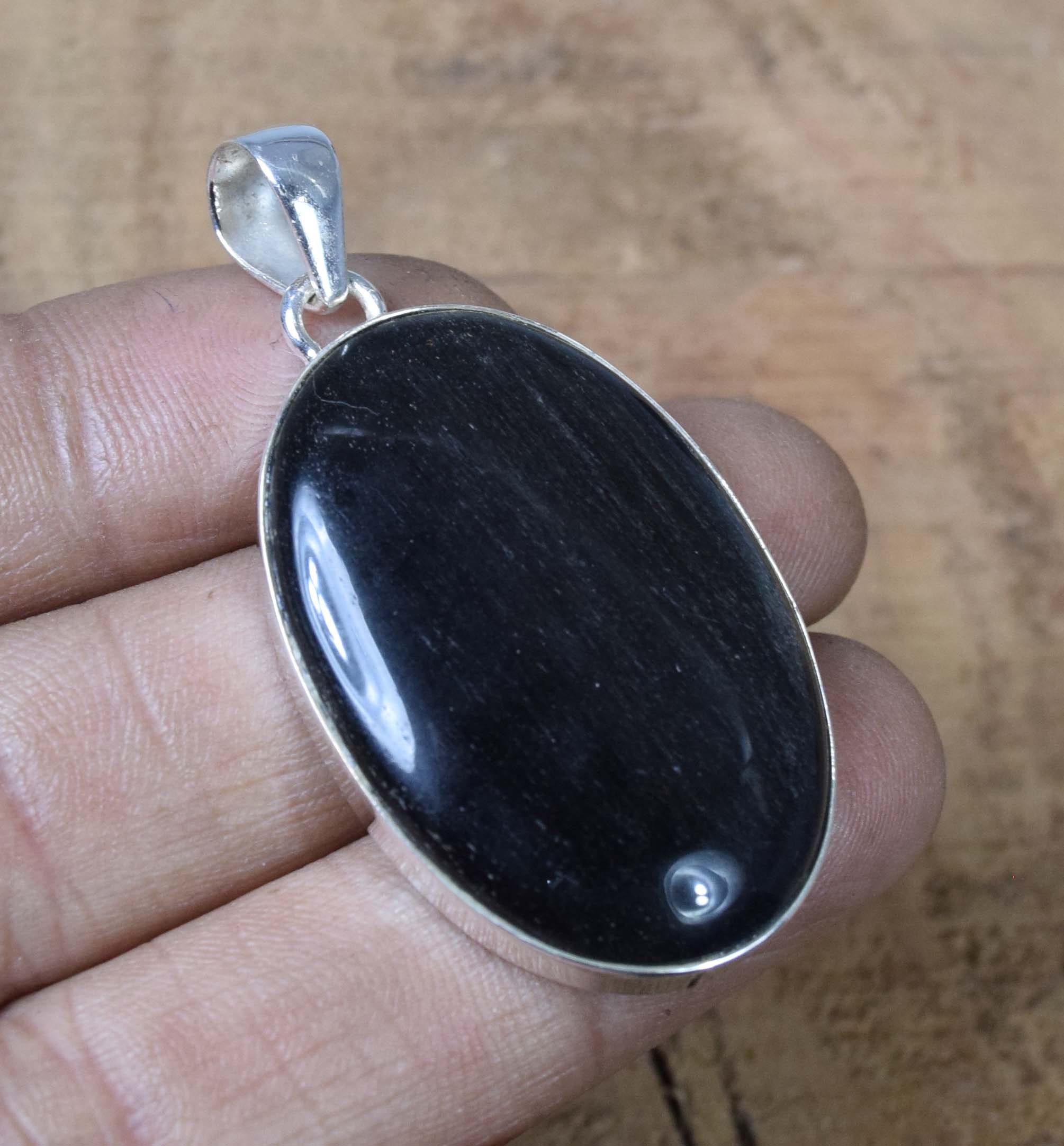 Rainbow Obsidian Sterling Silver Pendant: Handmade Oval Gemstone
