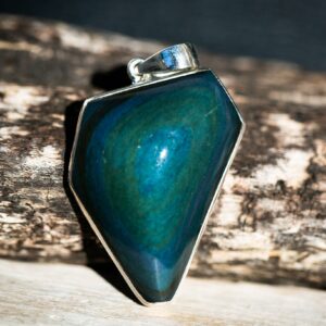 Sterling Silver Rainbow Obsidian Pendant – Large Gemstone Necklace