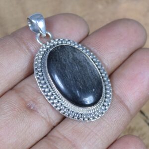 Rainbow Obsidian Sterling Silver Pendant: Handmade Oval Gemstone Jewelry