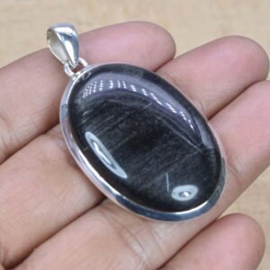 Rainbow Obsidian Sterling Silver Pendant: Handmade Oval Gemstone Rainbow Obsidian Sterling Silver Pendant: Handmade Oval Gemstone