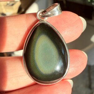 Rainbow Obsidian Teardrop Pendant, Sterling Silver Setting, Unisex Jewelry Rainbow Obsidian Teardrop Pendant, Sterling Silver Setting, Unisex Jewelry