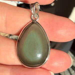 Rainbow Obsidian teardrop Pendant, Sterling Silver Setting, Unisex Jewelry Rainbow Obsidian teardrop Pendant, Sterling Silver Setting, Unisex Jewelry