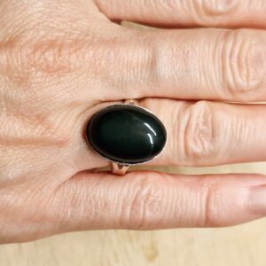 Rainbow Obsidian Adjustable Ring. 18x13mm Stone. 925 Sterling Silver Rings For Women. Reiki Jewelry Uk