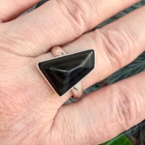 Rainbow Obsidian and 925 Sterling Silver Ring