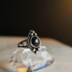 Handmade rainbow obsidian statement ring