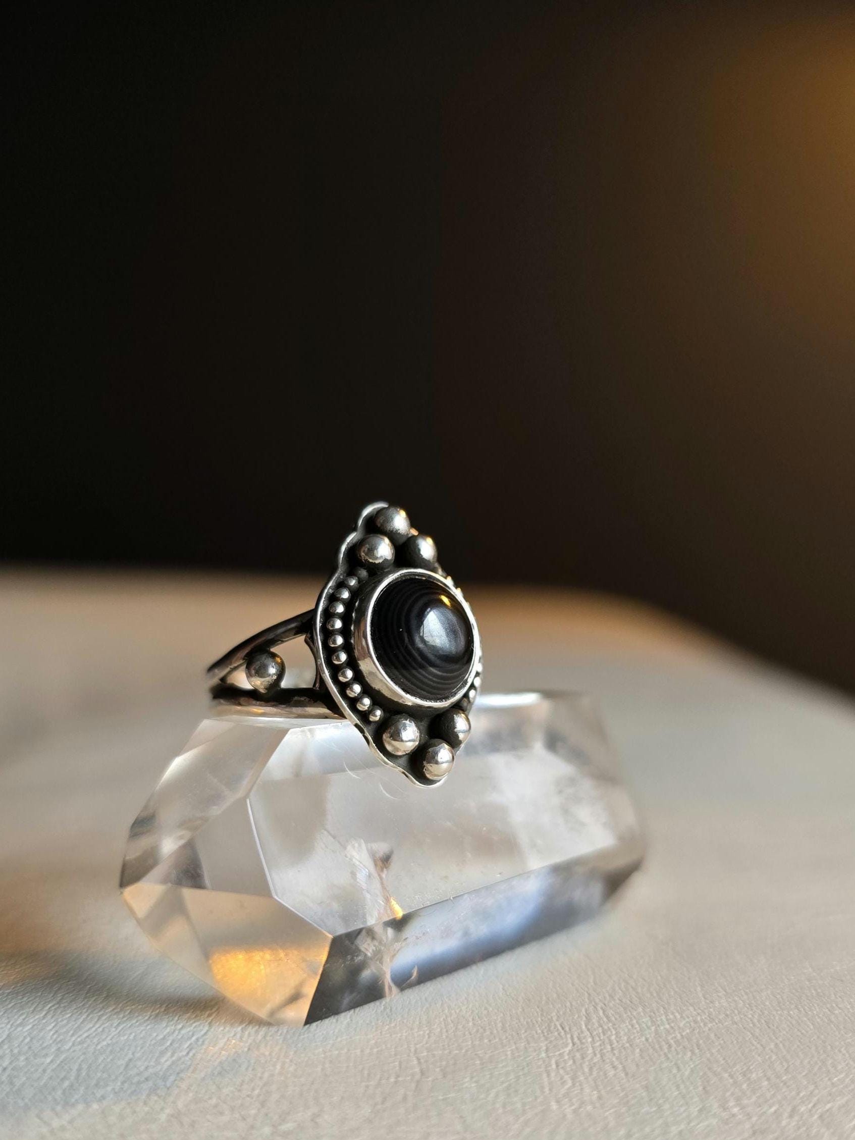 Handmade Rainbow Obsidian Statement Ring