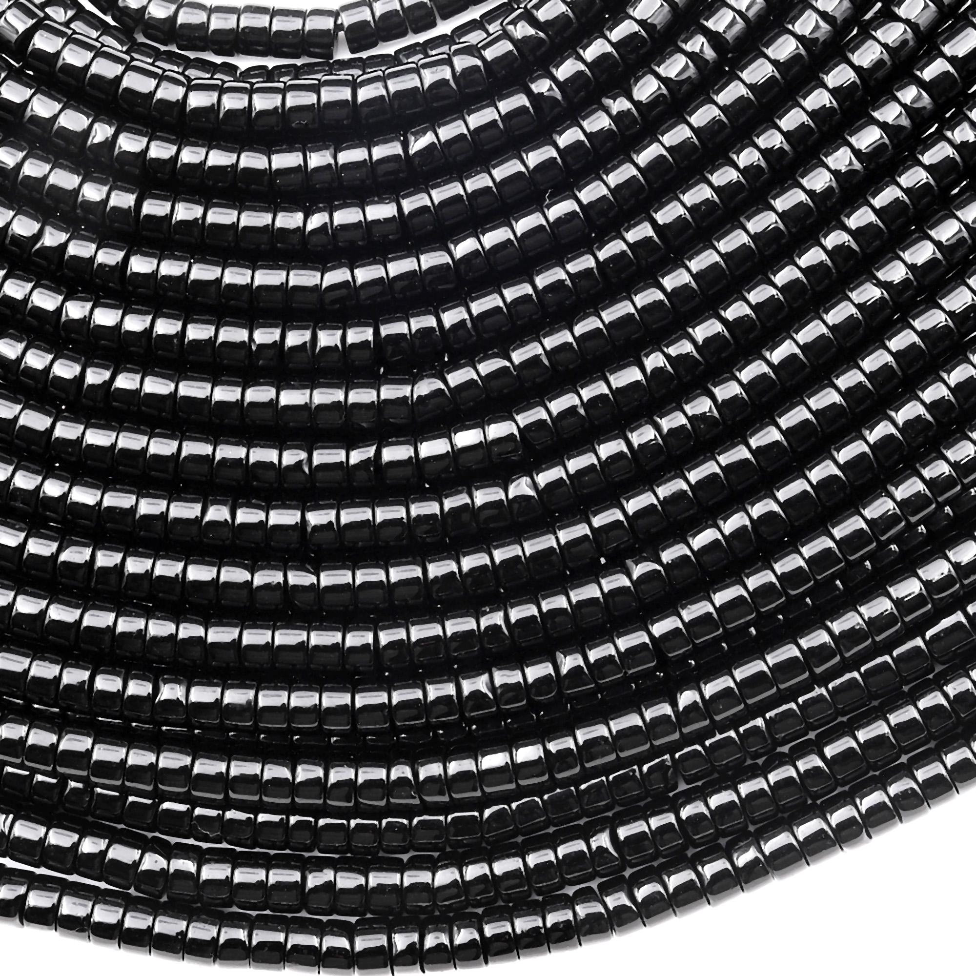 Natural Black Rainbow Obsidian 4mm Heishi Rondelle Beads 15.5" Strand Natural Black Rainbow Obsidian 4mm Heishi Rondelle Beads 15.5" Strand